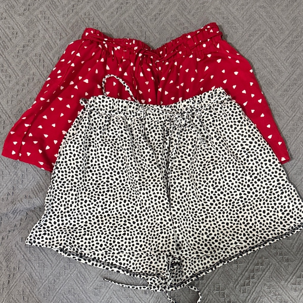 Nasty Gal Red and Black Patterned High Waist Shorts